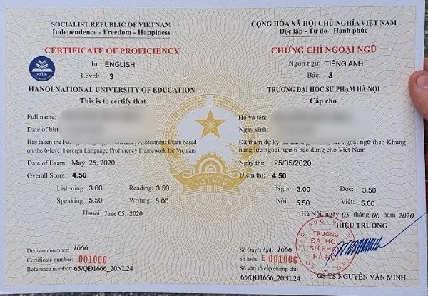 Bằng B1 khung năng lực ngoại ngữ Việt Nam hoặc Châu u
